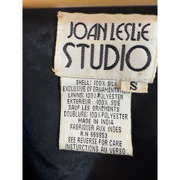 VTG 80s 90s Joan Leslie Studios Silk Sequin Beaded Abstract Glam Party Jacket Sm - Picture 4 of 10